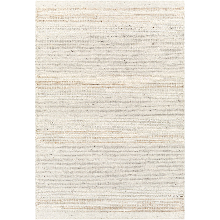 Joss & Main Elisha Striped Handwoven Wool Gray/Beige/Brown Area Rug